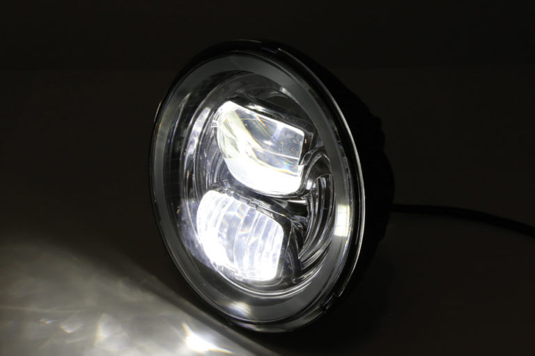 Faro LED HIGHSIDER PECOS TYP 7 Da 5 3/4 Pollici Con Anello Luce Di Posizione, Nero Opaco - Faro Principale Moto Stile Puristico - 2